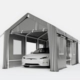 Garvee 10'x20' Heavy Duty Windproof Carport Canopy, Reinforced Anti-High Wind Portable Garage for Pickup, Boat, and Equipment, Height Adjustable, Silver Grey - Grey