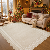 Garvee Modern Scalloped Edge Area Rug – Soft Low-Pile Washable Non-Slip Stain Resistant Carpet for Living Room, Bedroom, or Nursery, Cream White, 8x10