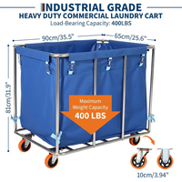 Garvee Heavy Duty 400L Laundry Cart Trolley – Industrial Flatbed, Steel Frame, Removable Waterproof Oxford Liner, Large Rolling Utility Basket for Hotel, Hospital, School, Home – Blue Color