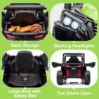 Garvee Ride - P Series: 12V Toy Electric Truck Utv with Large Wide Seat and Remote Control, Led Lights, Wireless Connection, Music, 2 Spring Suspension for 3-8 Boys & Girls