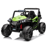 Garvee Ride - P Series: 12V Toy Electric Truck Utv with Large Wide Seat and Remote Control, Led Lights, Wireless Connection, Music, 2 Spring Suspension for 3-8 Boys & Girls - Green