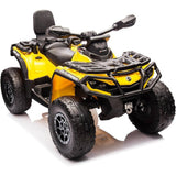 Garvee Ride - P Series: 2 Seater Ride On Car 24V 4WD Electric ATV, Leather Seats, Safety Belt, Bluetooth, Adjustable Speed, Yellow, Outdoor Adventure - Yellow - Yellow