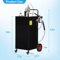 Garvee 30 Gallon Stainless Steel Portable Fuel Caddy, Manual Pump & 4 Wheels
