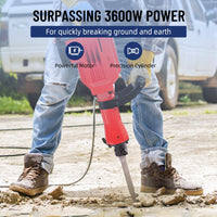 1700W Demolition Jack hammer 1700 BPM,3 Bits, w/Case & Gloves - GARVEE