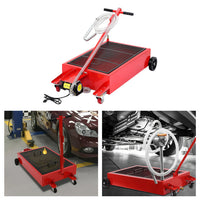 Garvee 20 Gallon Electric Oil Drain Pan with 110V Pump & 8 Ft Hose, Low Profile & T Folding Handle Oil Drain Cart for Truck, Cars, SUVs