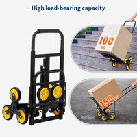 Garvee Carry Cart, Stairs, Foldable, Lightweight, Hand Truck, Dolly, 10 Wheels, Load Capacity 330.7 lbs (150 kg), Includes Auxiliary Wheels, Silent, Cargo Transportation, Commercial Use