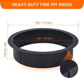 Garvee 39" XL Round DIY Fireplace Ring Liner, All Weather Powder Coated Metal Campfire Burner Rim for Patio Garden and Camping, Black