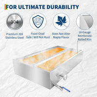 Garvee Maple Syrup Evaporator Pan, 48 x 24 x 9.4 Inch Maple Syrup Pan with Thermometer & 3/4" Throttle Valve, Stainless Steel Maple Syrup Boiling Pan for Making Sweet Maple Syrup