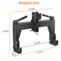 Garvee 3-Point Quick Hitch for Cat 0 & 1 Tractors - 3000 lbs Lift, 2" Receiver, 3" Steel Tubing, Adjustable 15"-18" Level, Black, Easy Install