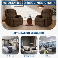 Garvee Rocking Recliner Chair for Adults, Wide 360° Swivel Rocker Recliner with Cup Holder Nursery Glider with Upholstered Deep Seat Corduroy Lazy boy Chair for Living Room, Brown