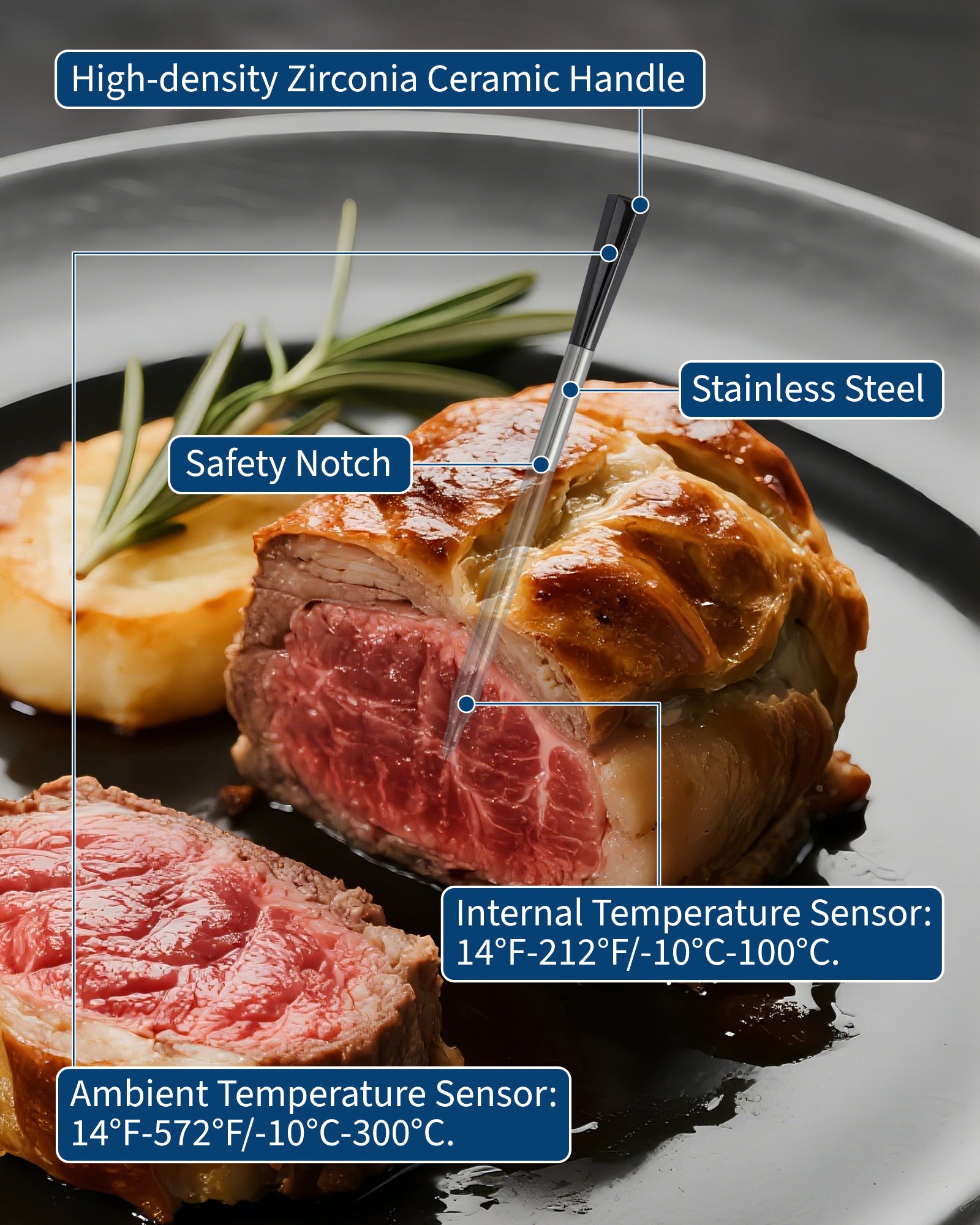 Garvee Dual‑Probe Wireless Meat Thermometer — Bluetooth 5.3 App Control, Dual Stainless‑Steel Probes, LED Display, USB‑C Fast Charge (48‑hr), Magnetic Back