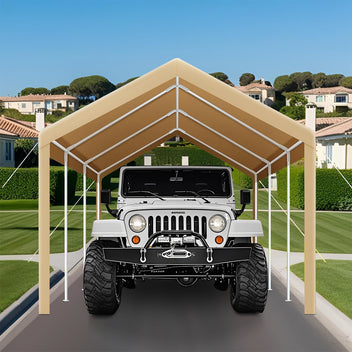 Garvee 10'x20' 160G Heavy-Duty Carport Replacement Cover Waterproof UV Protected for Garage Tent Shelter Outdoor Yellow (Frame Not Included)