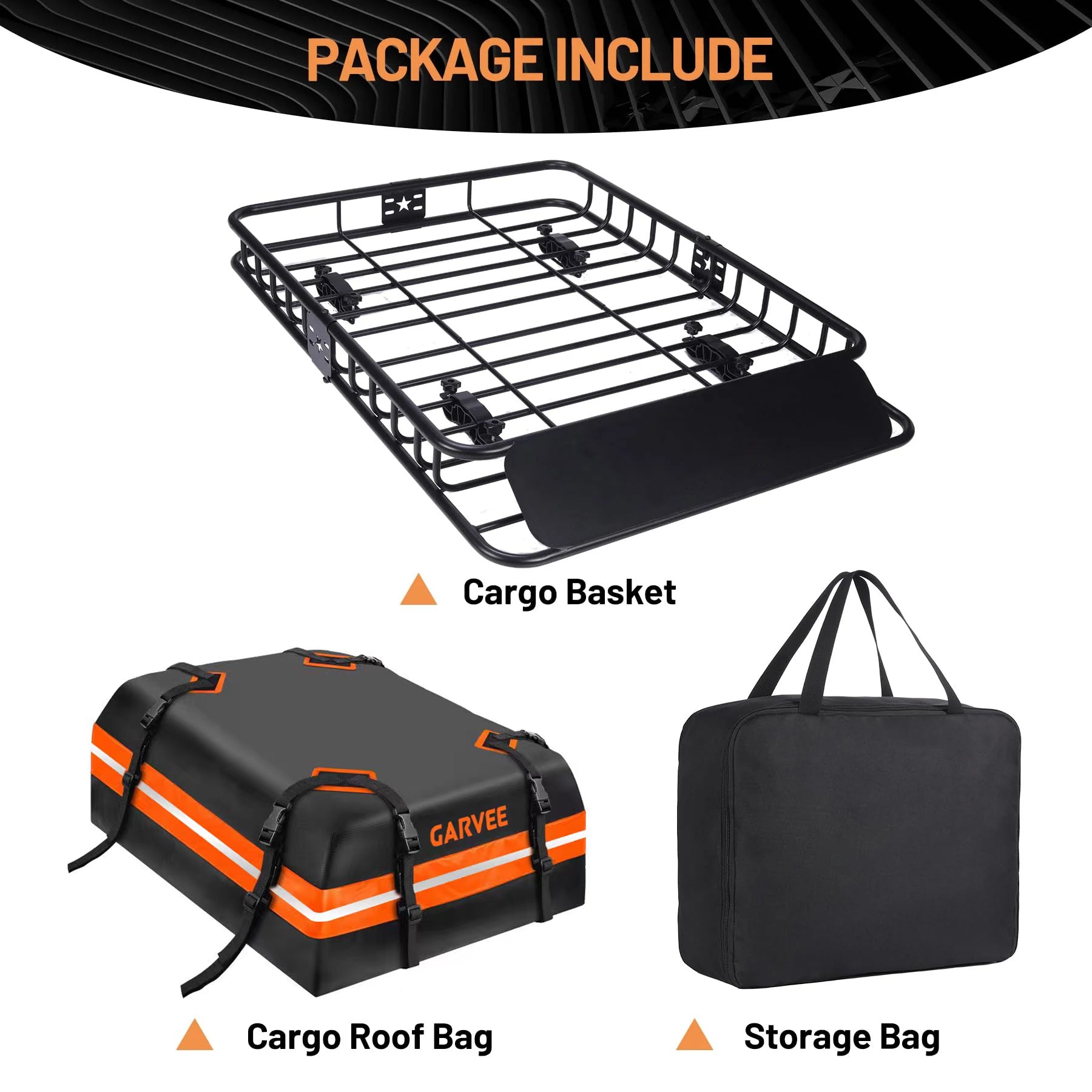 Garvee 51"x36" Universal Rooftop Cargo Carrier Basket – 200lbs Capacity Luggage Rack with Cargo Bag for SUV, Truck & Car