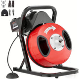 Garvee Electric Drain Cleaning Machine – 50FT x 1/2" Portable Sewer Snake Auger with 6 Cutters, Auto-Feed, Air-Activated Foot Switch, Heavy Duty Design, Wheels for Easy Transport, Cleans 1"-4" Pipes in Sinks, Toilets, Bathrooms – Size: 50FT