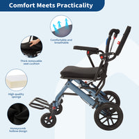 Garvee Ultra-Light Portable Folding Wheelchair, Travel-Friendly with Handbrake, 220 lbs Capacity, Ideal for Elderly & Children, 35.4"x21.3" Unfolded Dimensions
