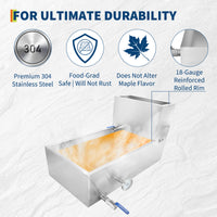 Garvee Maple Syrup Evaporator Pan, 30 x 16 x 19 Inch Maple Syrup Pan with Thermometer & 3/4" Throttle Valve, Stainless Steel Maple Syrup Boiling Pan for Making Sweet Maple Syrup