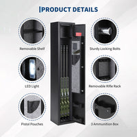 Garvee 3-4 Rifle Gun Safe with Digital Keypad & Dual Explosion Alarm - 52" Tall Heavy Duty Steel Rifle Cabinet for Home Security, Holds 3-4 Long Guns + Pistol, Quick Access with Silent Mode