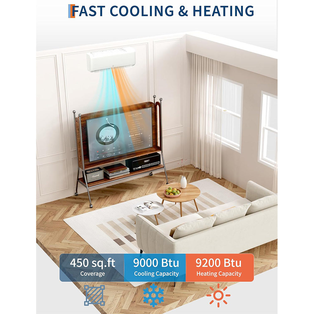 Garvee 9000 BTU Mini Split Air Conditioner,18.5 SEER2 Ductless Inverter AC w/ 230V, Cool Up to 450 Sq. Ft with Heat Pump System, Compatible with Alexa