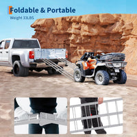 GARVEE 89" Aluminum Motorcycle Ramp 2 Piece - 750LB Capacity Foldable w/Non-Slip Surface & Safety Straps for Pickup Trucks 2 Piece