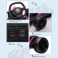 Garvee Ride G Series 24V Go Kart for Kids 8-12, 300W*2 Motors, 9Ah Battery, 8MPH Speed, Music, Horn, 175lbs Max Load - Pink