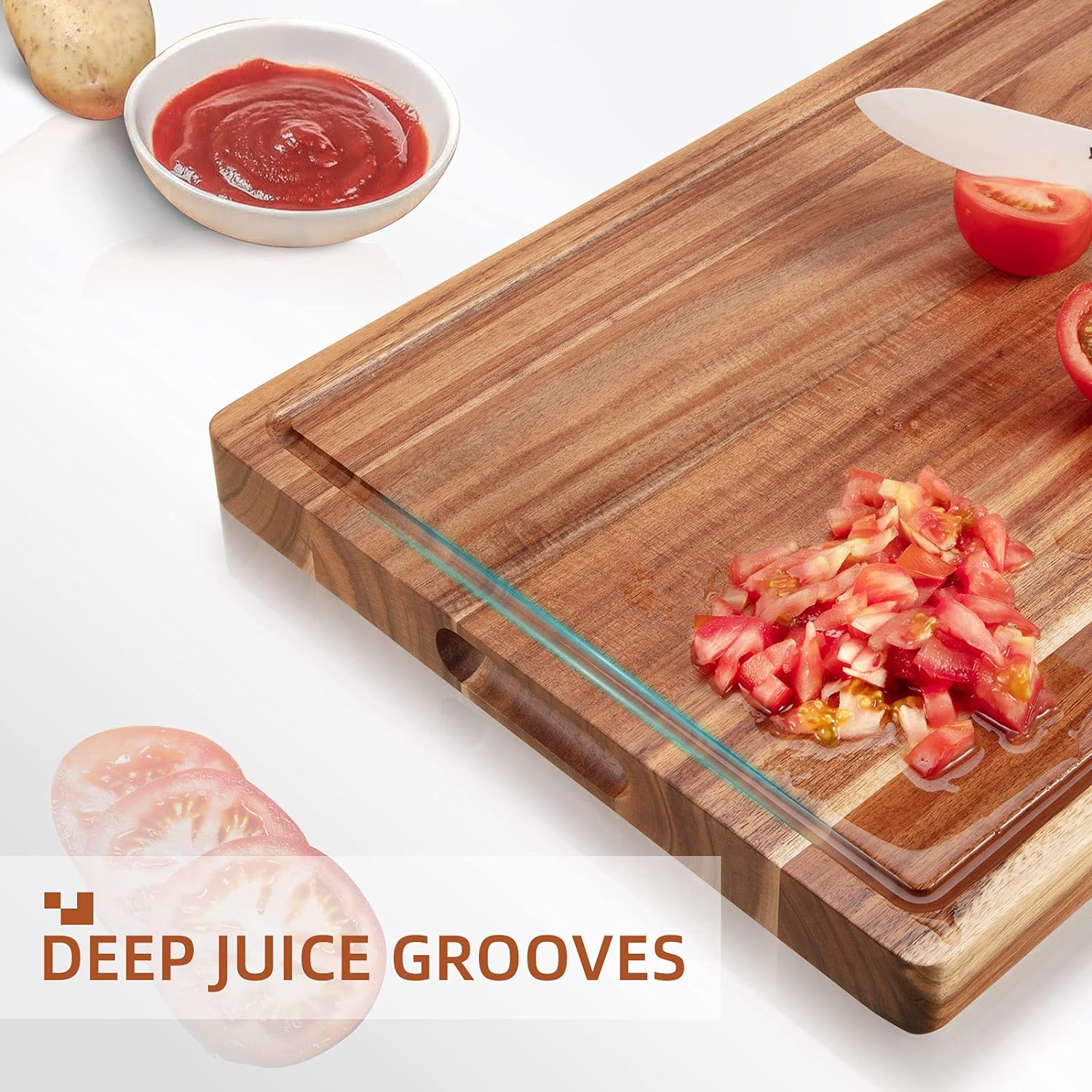 Garvee Extra Large Acacia Wood Cutting Board, 20x15", Reversible with Juice Groove, Butcher Block for Meat and Veggies - Boards / 20 x 15 x 1.5 Inch