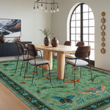 Garvee Insect Washable Soft Area Rugs for Living Room Bedroom Ultra-Thin Non Slip Dining Room Stain Resistant Rug Large Carpet for Office Nursery Bedroom - Dark Green