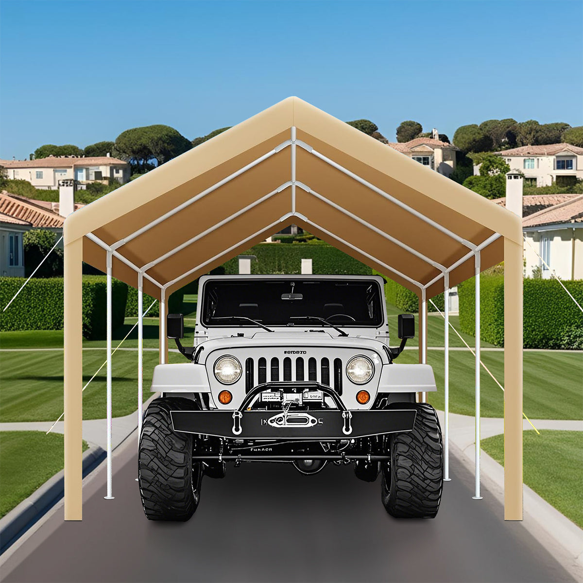Garvee 13'x20' 200G Carport Top Replacement Cover , Heavy-Duty Garage Top Tent Shelter Tarp Waterproof & UV Protected (Top Cover Only, Frame Not Included), Yellow
