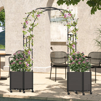 Garvee Metal Garden Arch Trellis, Black Wedding Arbor for Climbing Plants, Span 2.2