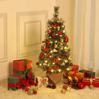 Garvee Pre-Lit Artificial Small Christmas Tree 3ft with 78 Warm White Lights, Tabletop Mini Christmas Tree with a Burlap Base, Battery Operated and Timer Function, Christmas Decoration for Home
