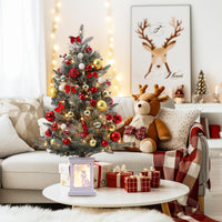 Garvee 3ft Prelit Premium Snow Flocked Artificial Christmas Tree with 78 Warm White LEDs, Mini Prelit Xmas Pine Tree for for Front Door, Porch, Entryway, Fireside Christmas Decoration, 1 PCS
