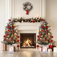 Garvee 3ft Prelit Premium Snow Flocked Artificial Christmas Tree with 78 Warm White LEDs, Mini Prelit Xmas Pine Tree for for Front Door, Porch, Entryway, Fireside Christmas Decoration, 1 PCS