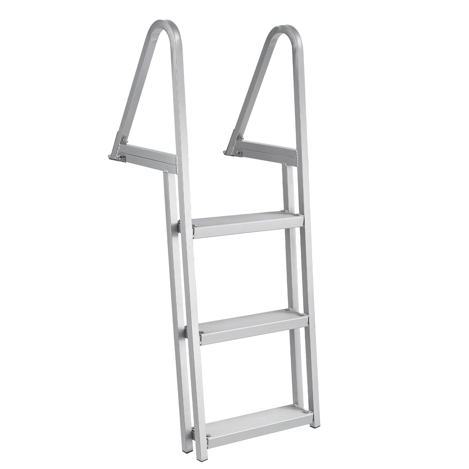 Garvee 3-Step Removable Dock Ladder, 350 lb Capacity Aluminum Alloy Boat Ladder with 4 in Non-Slip Steps & Dual Handrails for Docks, Pontoons, Pools