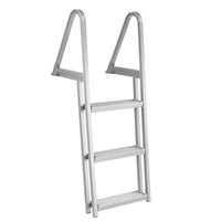 Garvee 3-Step Removable Dock Ladder, 350 lb Capacity Aluminum Alloy Boat Ladder with 4 in Non-Slip Steps & Dual Handrails for Docks, Pontoons, Pools