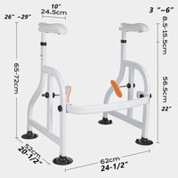Garvee Adjustable Toilet Safety Frame for Disabled and Elderly – Carbon Steel Support Rail, Non-Slip Handles, Large Suction Cups, Fits Most Toilets, Bathroom Aid – White, Suction Cup Foot Clamp