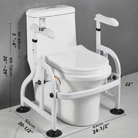 Garvee Adjustable Toilet Safety Frame for Disabled and Elderly – Carbon Steel Support Rail, Non-Slip Handles, Large Suction Cups, Fits Most Toilets, Bathroom Aid – White, Suction Cup Foot Clamp