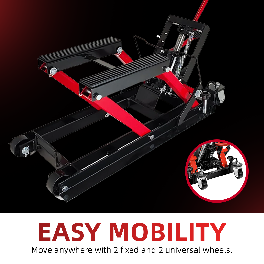 Garvee Hydraulic Motorcycle Lift Jack 1500 LBS Steel ATV Hoist Stand with Wheels