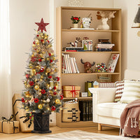 Garvee 4.5ft Xmas Tree, Pre Lit Snow Flocked Artificial Christmas Tree with 200 LED Lights & 8 Lighting Modes, Premium Christmas Pine Tree for Christmas Decoration, Yard, Home, Office