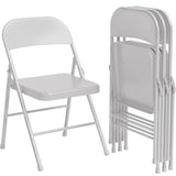 Garvee Folding Chairs 4 Pack, Foldable Chairs with Metal Frame Hold Up to 350 Pounds, Portable Grey Folding Chairs Suitable for Dining Room, Living Room, Office, Indoor and Outdoor Events - Grey