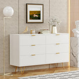 Garvee White 6 Drawer Dresser Wood Modern Dresser with Metal Handles Gold Small Dresser Storage Chest Cabinet Organizer for Bedroom,Hallway,Living Room,Large - White
