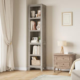 Garvee Narrow Bookcase 5 Tier Corner Bookshelf Wooden Farmhouse Bookshelves Rustic Vintage Etagere Oak for Home Office, Living Room, Bed Room,Grey - Retro Gray