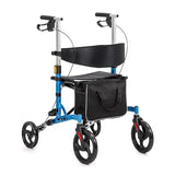 Garvee Rollator Walkers for Seniors with Seat,Folding Walker with Comfort Handle/Dual Braking System/Thick Backrest/4 Wheels,Lightweight Aluminum Frame Medical Walker Blue Normal - Blue