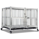 Garvee 42 Inch Full Stainless Steel Dog Crate with Wheels & Double Door