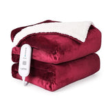 Garvee Heated Blanket Electric Throw 50" x 60", Soft Thickened Flannel to Sherpa Fast Heating Blanket with 5 Heating Levels & 4 Hours Auto Off, ETL Certified Electric Throw Blankets for Adults, Red - Red