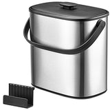 Garvee 6L SlimTrash Bin, Stainless Steel Waste Bin with Lid and Inner Bin, Pedal Waste Bin with Automatic Lowering and Soft Closing, Recycling Bin for Kitchen, Bathroom or Office