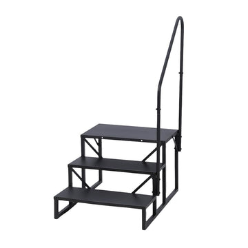 Garvee RV 3 Steps with Handrail, Hot Tub Steps Metal, Portable Stairs Steps for RV, Mobile Home Stairs, Ground-Pool for Indoor & Outdoor