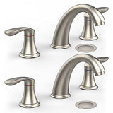 Garvee Bathroom Sink Faucet, Faucet for Bathroom Sink, Widespread Brushed Nickel Bathroom Faucet 3 Hole with Stainless Steel Pop Up Drain and cUPC Lead-Free Hose - (Brushed Nickel 2 Packs) - Brushed Nickel - PPA
