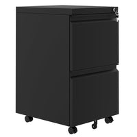 Garvee 2-Drawer File Cabinet On Wheels With Lock For Home Office, 23.6in H x 14.6in W x 17.3in D, Black, Metal Rolling Filing Cabinet