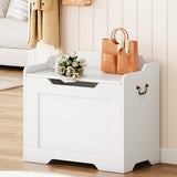 Garvee 24.8 Inch Storage Chest, Toy Chest for Boys Girls, Kids Wood Large Toy Box, Storage Bench with Safety Hinge,Storage Trunk for Entryway, Living Room, Bedroom, Playroom - White - White