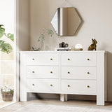 Garvee White Dresser with 6 Wood Drawers + Metal Handle + Ample Storage + MDF + Versatile Use + Bedroom, Living Room - White
