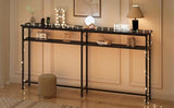 Garvee Narrow Long Sofa Table, 2 Tier Grey Console Table with Storage, 70.8" for Living Room, Entryway, Hallway, Foyer-Black - Black